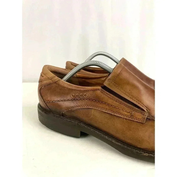 Ecco Brown Leather Slip On Loafers EU43 US 9.5‎ /10 Cognac Shoes Men\'s main image 9